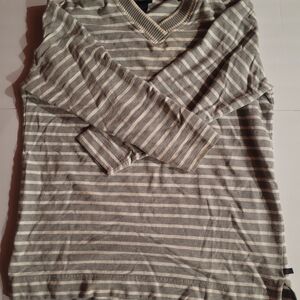 Women's Catalina Gray and White Striped Sweater Size S 22x27